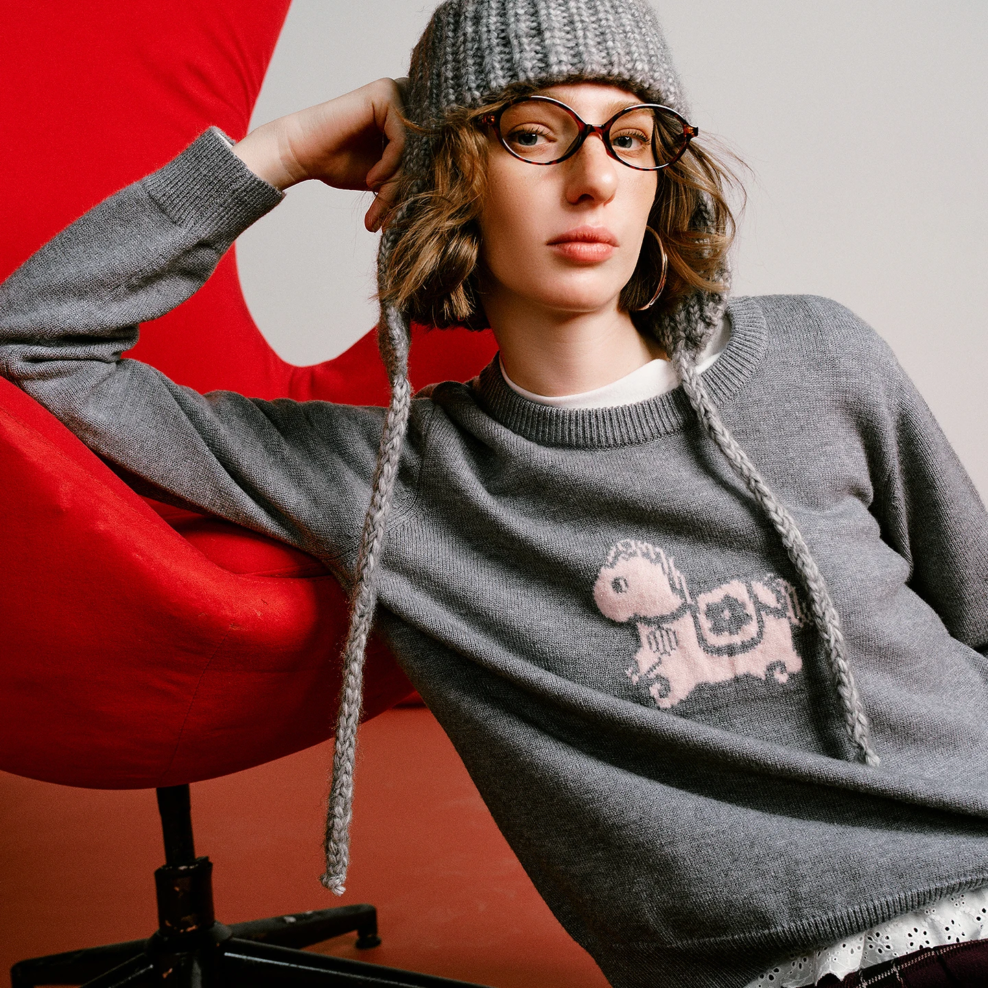 Women's 2025 Winter Cartoon Pony Knit Top - New Year Outfit