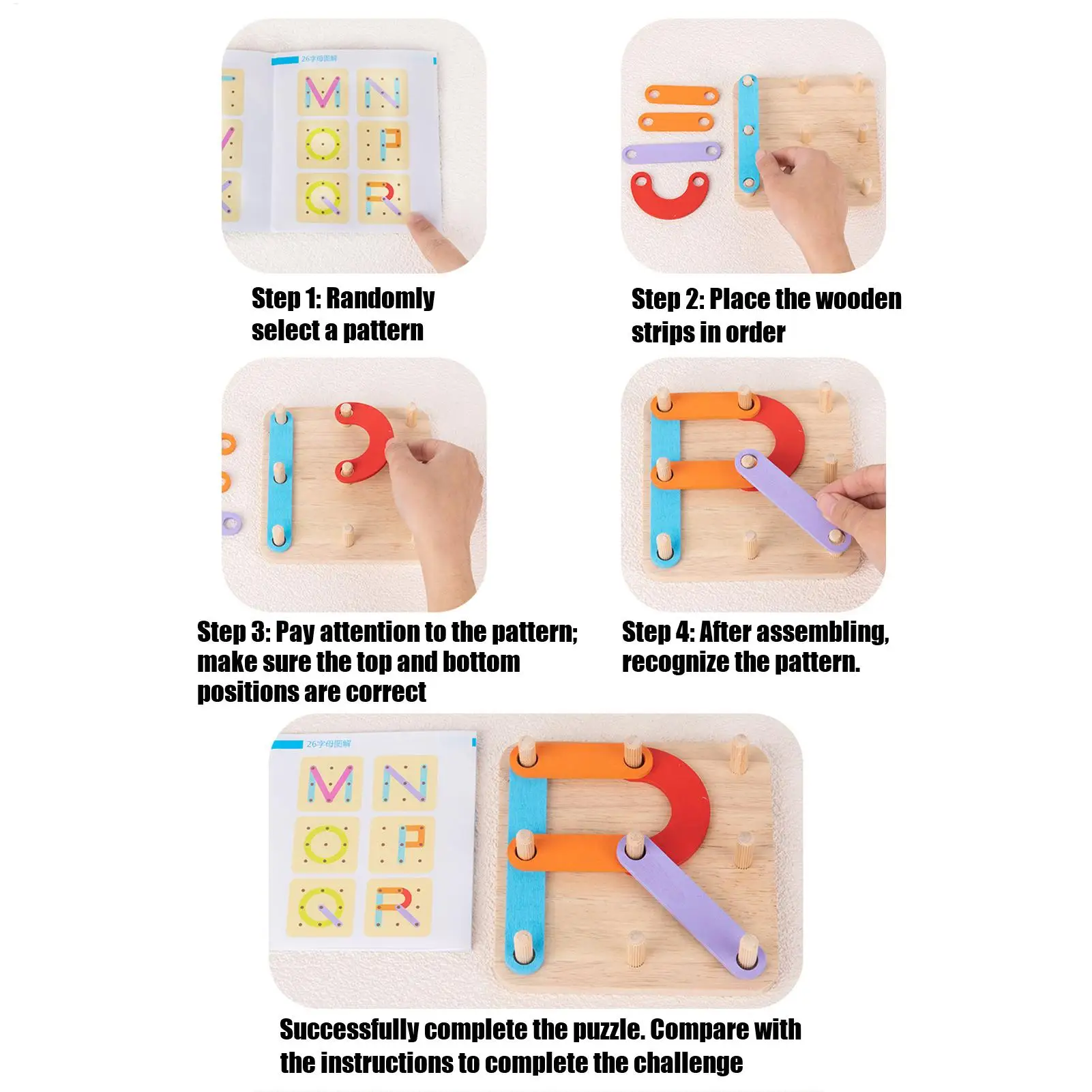 Alphabet Puzzle en bois couleur correspondant bâtiment panneau perforé empilage numéro forme en bois Puzzles pour motricité enfants bébé filles