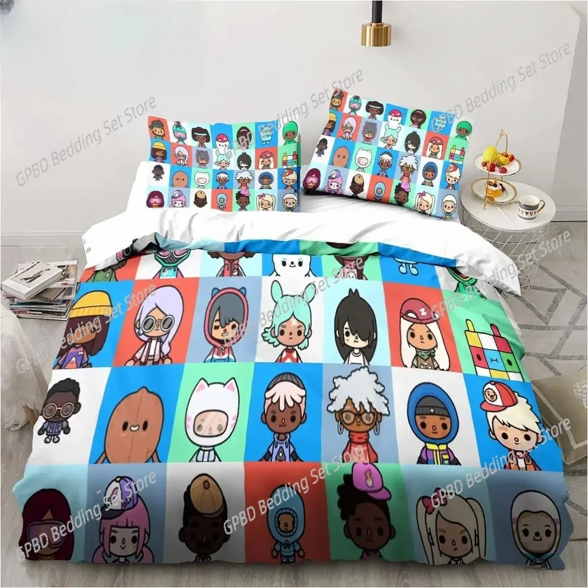 New 3D Cartoon Game Toca Life World Comfortable Duvet Cover Pillowcase Bedding Set Children Bedroom Decoration Home Textile