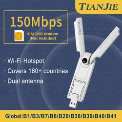 TIANJIE Gsm Router 4g Usb Wifi Dongle Modem Lte 4g Wifi Sim Card Case 3G/4G Routers Wi-fi Chip Slot Mobile Mini Antenna Street