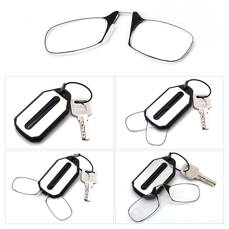 Folding Key Chain Men Women Portable Ultra-light Diopter Reading Glasses Legless Nose Clip Smart Magnifier Glasses Mini