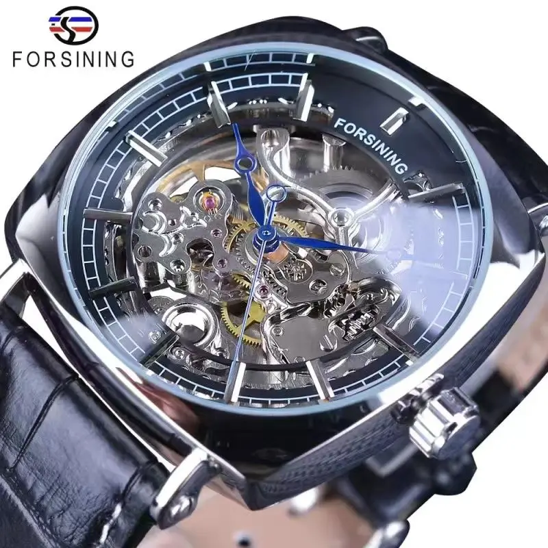 New High-End Fashionable Business Casual Men's Mechanical Watch, Automatic Winding, Skeleton Design, Leather Strap, European and American Style, High Aesthetic Value, Luxurious and Cool, Stylish Accessory for Young Men, the First Choice for Gifts, Branded Luxury Watch