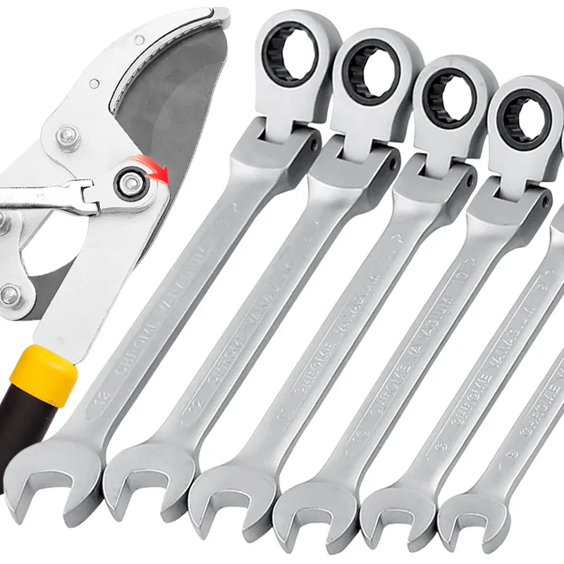 

Univeral Flex-Head Ratcheting Wrench High-carbon Steel Adjustable Head Ratchet Spanner For Fasteners Nut Bolt Car Repair Tools