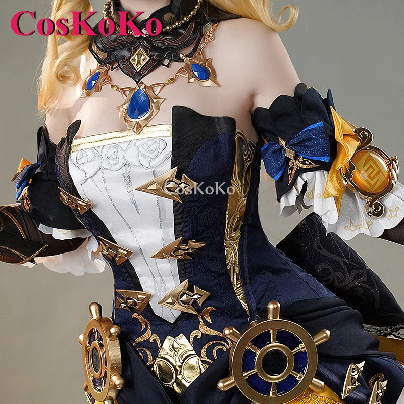 CosKoKo Navia Cosplay Anime Genshin Impact Costume Sweet Elegant Combat Uniform Women Halloween Party Role Play Clothing S-3XL