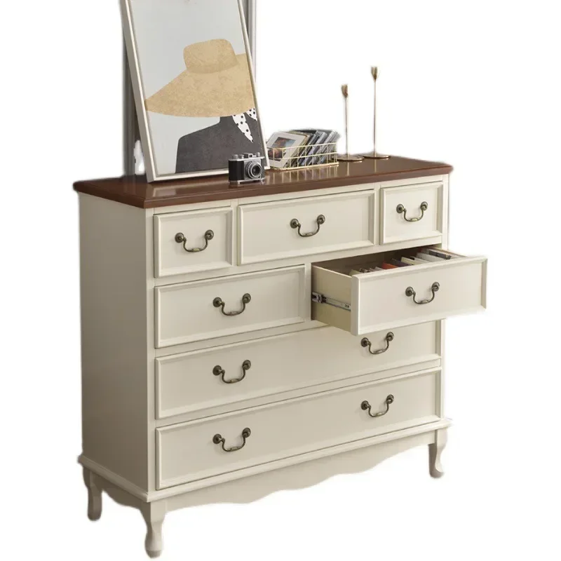 Solid wood American chest of drawers living room small closet bedroom storage locker bedside cabinet simple.