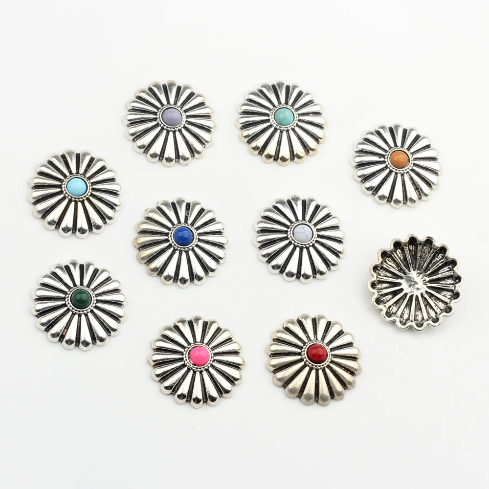 Zinc Alloy Round  Clothes Decorative Daisy Buttons Without Loop 3pcs/lot 28MM For DIY CONCHO Jewelry Accessories