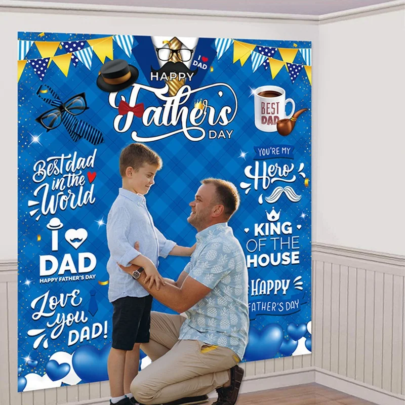 180X200cm Father's Day Single Side Photo Backdrop Father's Day Portable Multi-Functional Photo Backdrop Backdrop