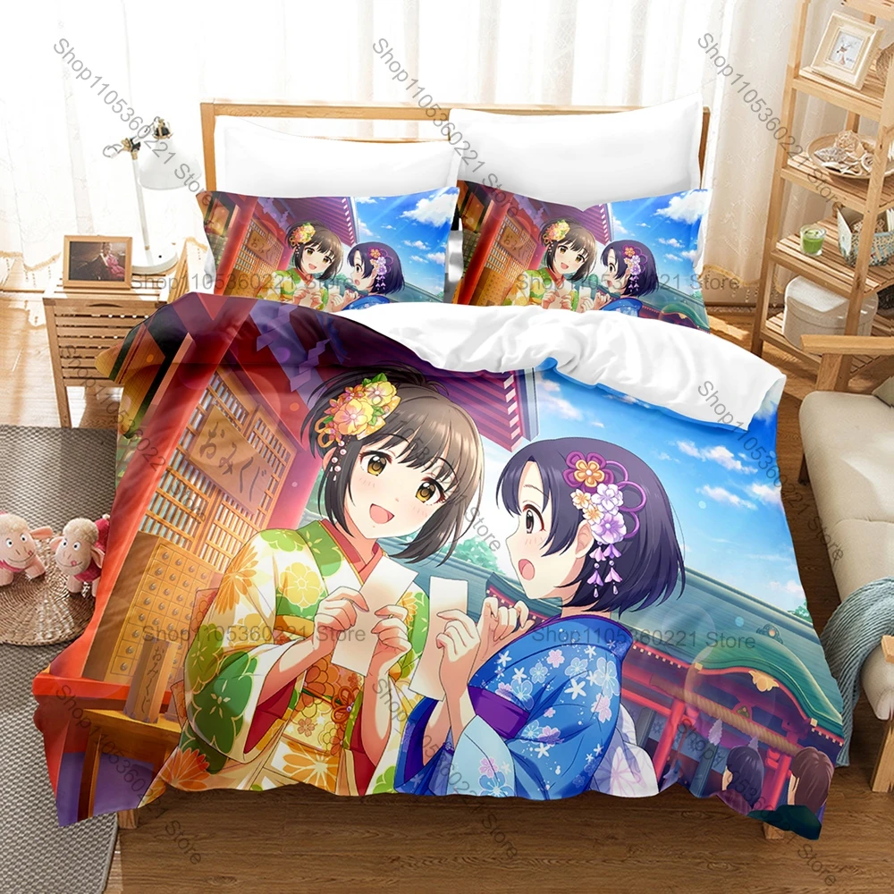 Cool Takafuji Kako Themed Bedding Set 3PCS Vivid Anime Art Print Cozy Microfiber Bed Cover Set Fan Collection Gift