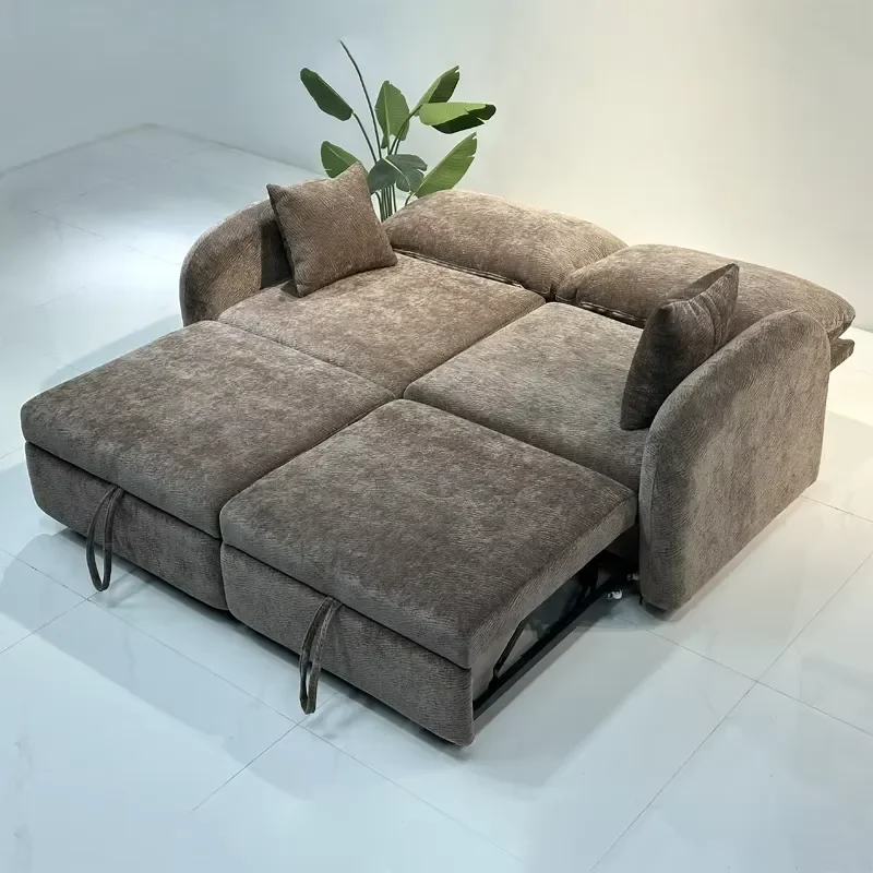 Modern Fabric Reclining Extendable Foldable Convertible Modular Sofa Bed Living Room Furniture for Hotel Bedroom Use