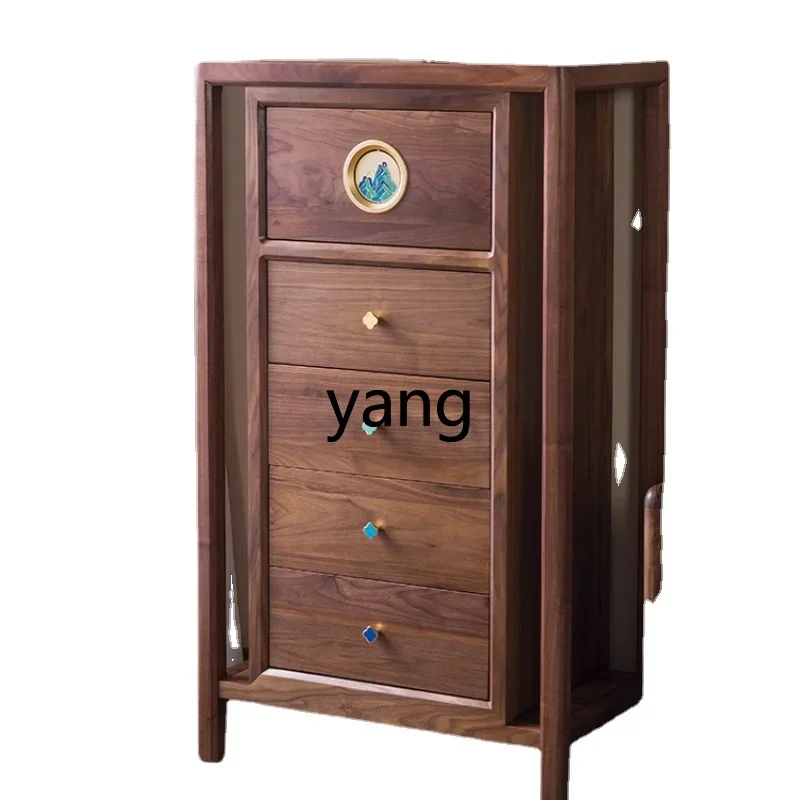 Yhl Thousand-Li Landscape Solid Wood High Cabinet New Chinese Style Chest of Drawers Locker Showcase