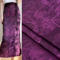 Eggplant Purple Jacquard Fabric Dual Color Double Sided Acetate Satin Soft Silky Breathable Chinese Style Dress sewing Fabric