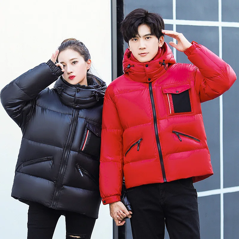 

Women's Winter Down Jacket Men and Women Short Thickened Hooded Down Coat Outdoor Couple Suit 2024 Winter New Semir