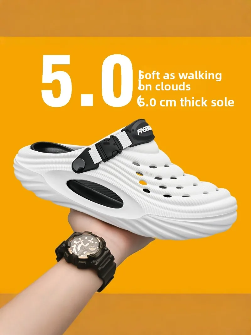 Men's 2026 New Hole Shoe Casual Indoor Outdoor Anti-Slip Driving Slippers Home Beach Head Cover Slippers Breathable EVA