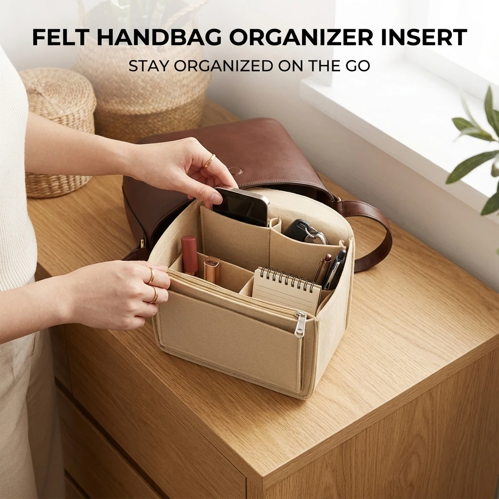 Felt Bag Organizer Insert for Travel Handbags Women's Purse Liner Lightweight Storage Divider for Tote Backpack Durable