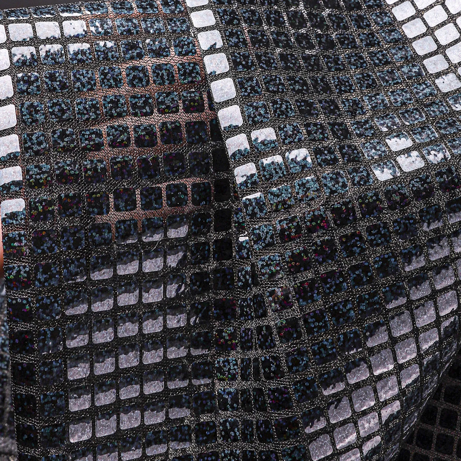 

1 ярд светоотражающая сетка, зеркальная блестящая сетчатая ткань, лазерное шитье, креативный свадебный сценический костюм, дизайнерская ткань для одежды