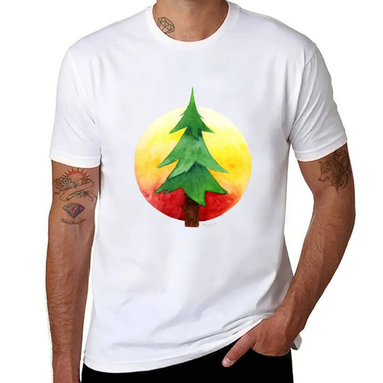 

The Pine Guard Watercolor Logo T-Shirt man t shirt cotton high quality t shirt for man 100 percent cotton T-Shirt