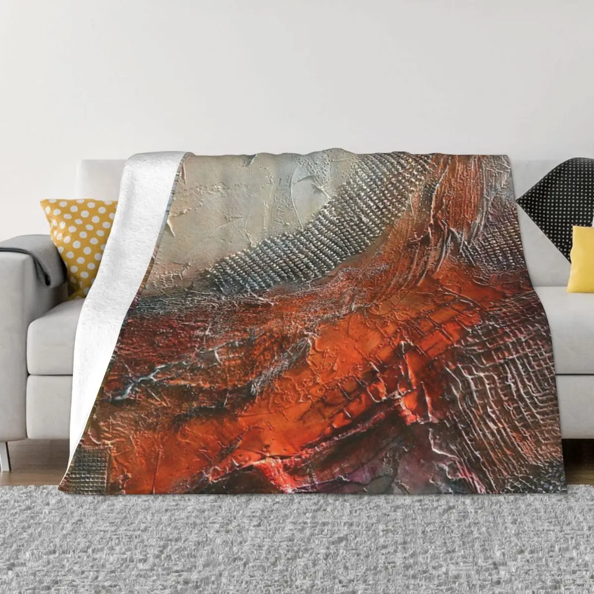 

Abstract Rust Grey Art Print Quilt Bed Blankets Winter Blankets Custom Blanket Personalized Throw Blanket