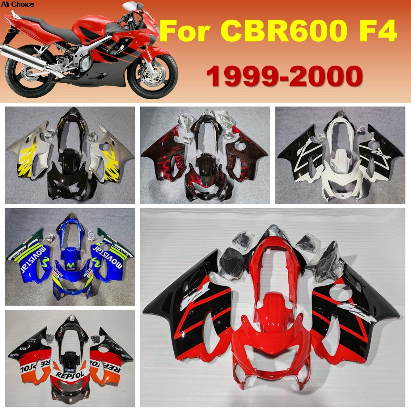 

For Honda CBR600F4 1999-2000 Fairing Kit | Custom ABS Injection Full Bodywork Panels CBR 600 F 99 00
