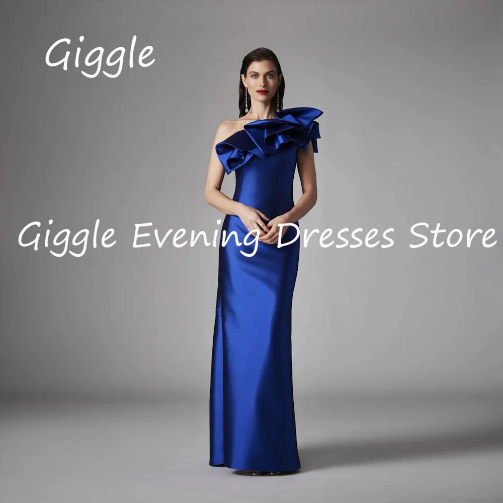 Giggle Satin Mermaid One-shoulder Ruffle Formal Elegant Prom Gown Floor Length luxury Evening Party Dresses for Women 2024