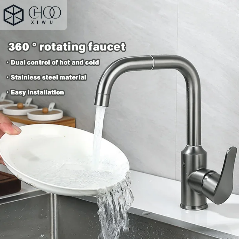 Dual Use 720° Swivel Spout High Arc Spout Kitchen Bathroom Faucet 360° Swivel Metal Finish Valve Core for Bathroom Accessories