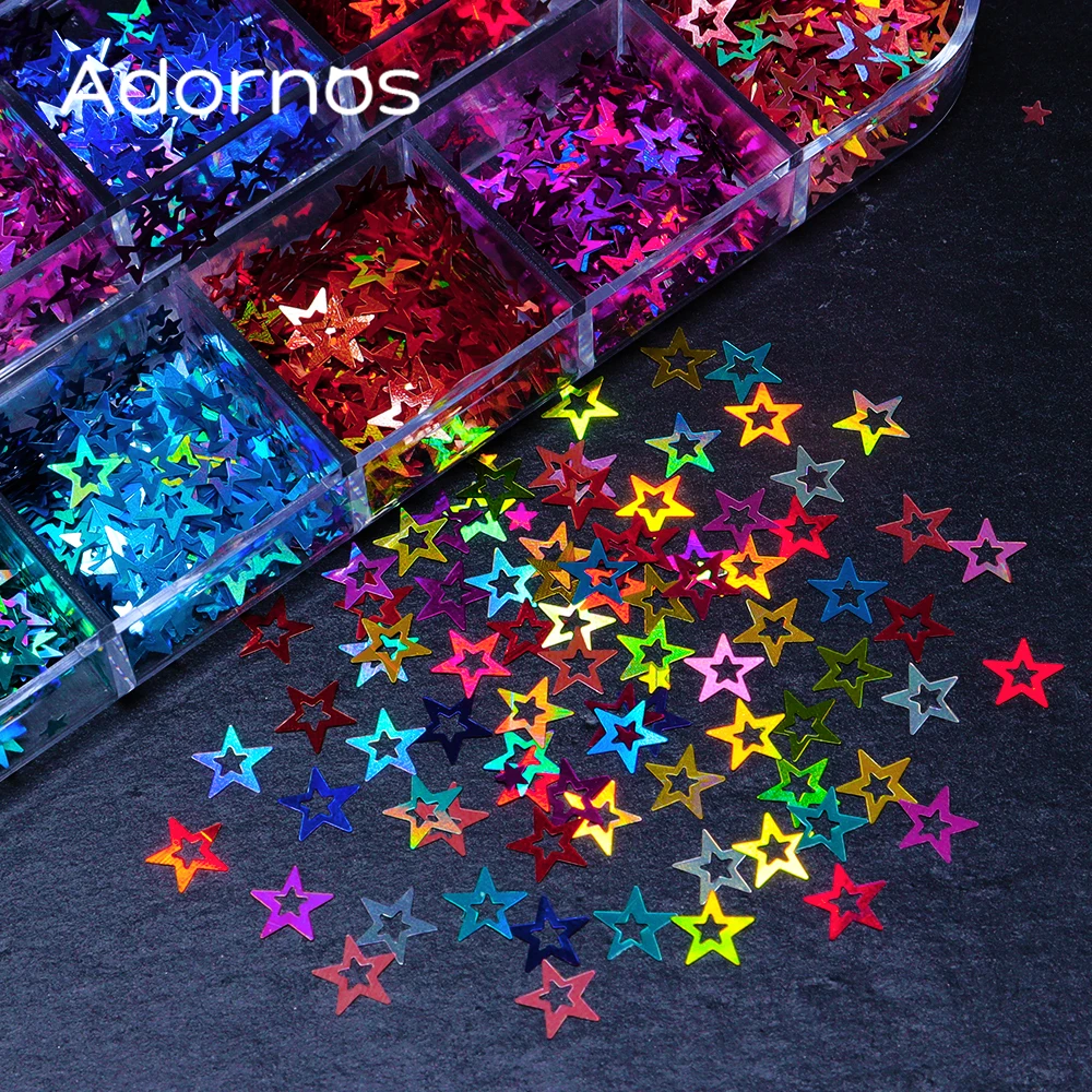Shiny Glitter Hollow Stars Sequins For Resin Mold Filler Epoxy Silicone Molds Filling Starry Design Resin Keychain Making DIY