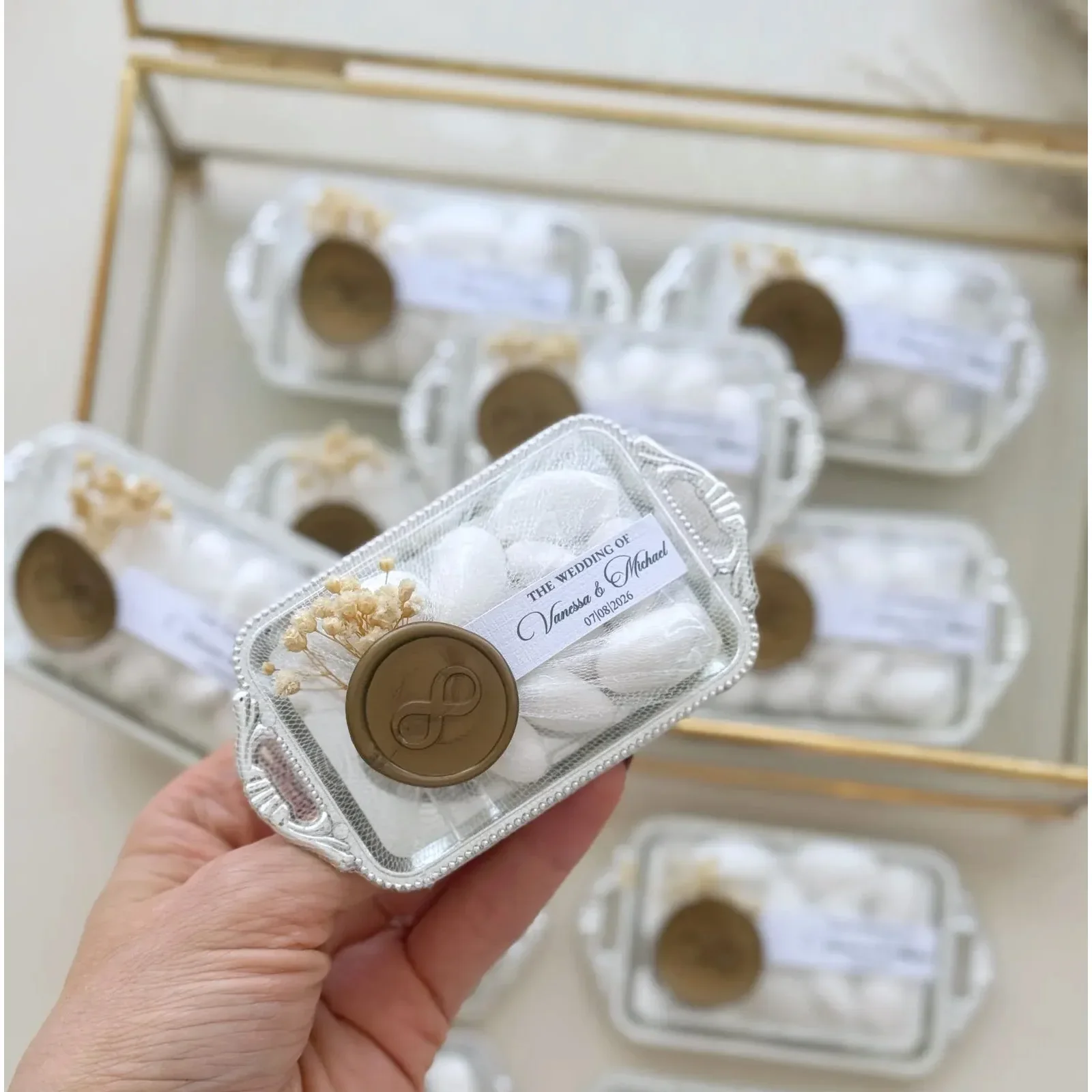 60Pcs Plain Silver/Gold Tea Trays Undecorated – DIY Blank Base for Custom Wedding Gifts, Baby Shower Decor & Handmade Crafts