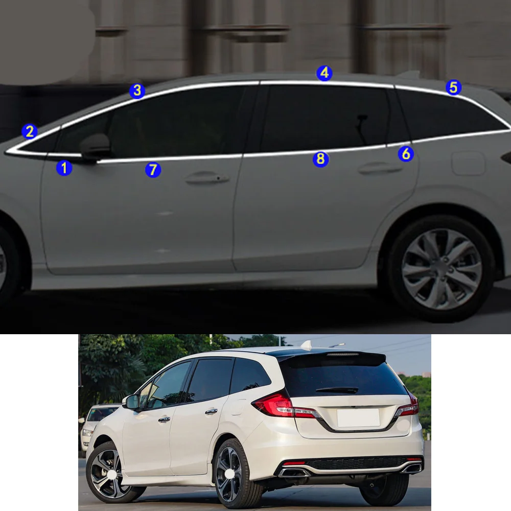 For Honda Jade 2013 2014 2015 2016 2017 2018 2019 2020 2021 Car Sticker Garnish Pillar Window Middle Strip Trim Frame Hoods