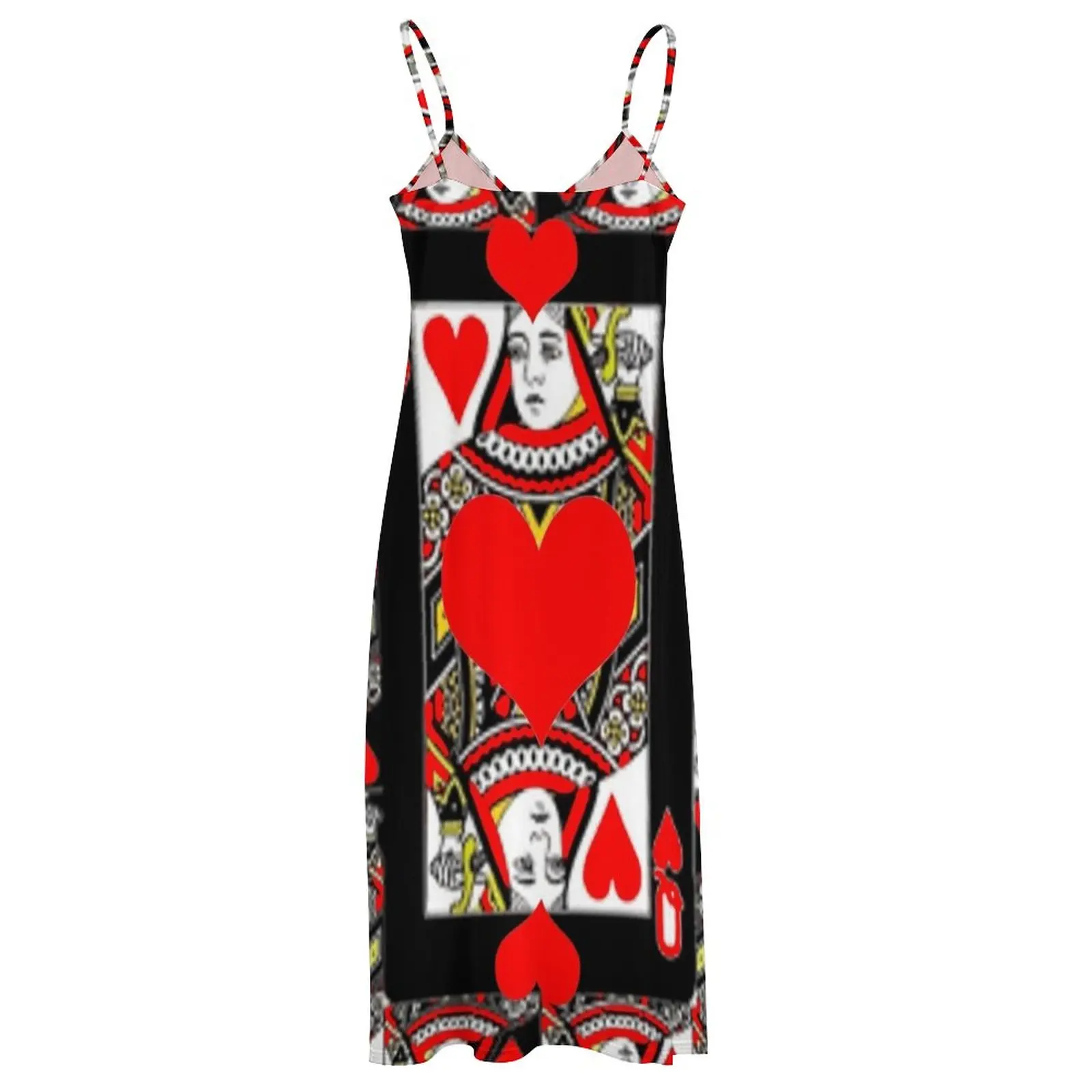 CASINO RED QUEEN OF HEARTS PATTERN RED-HEARTS ART Sleeveless Dress Clothing female elegant chic wedding evening dresses dress