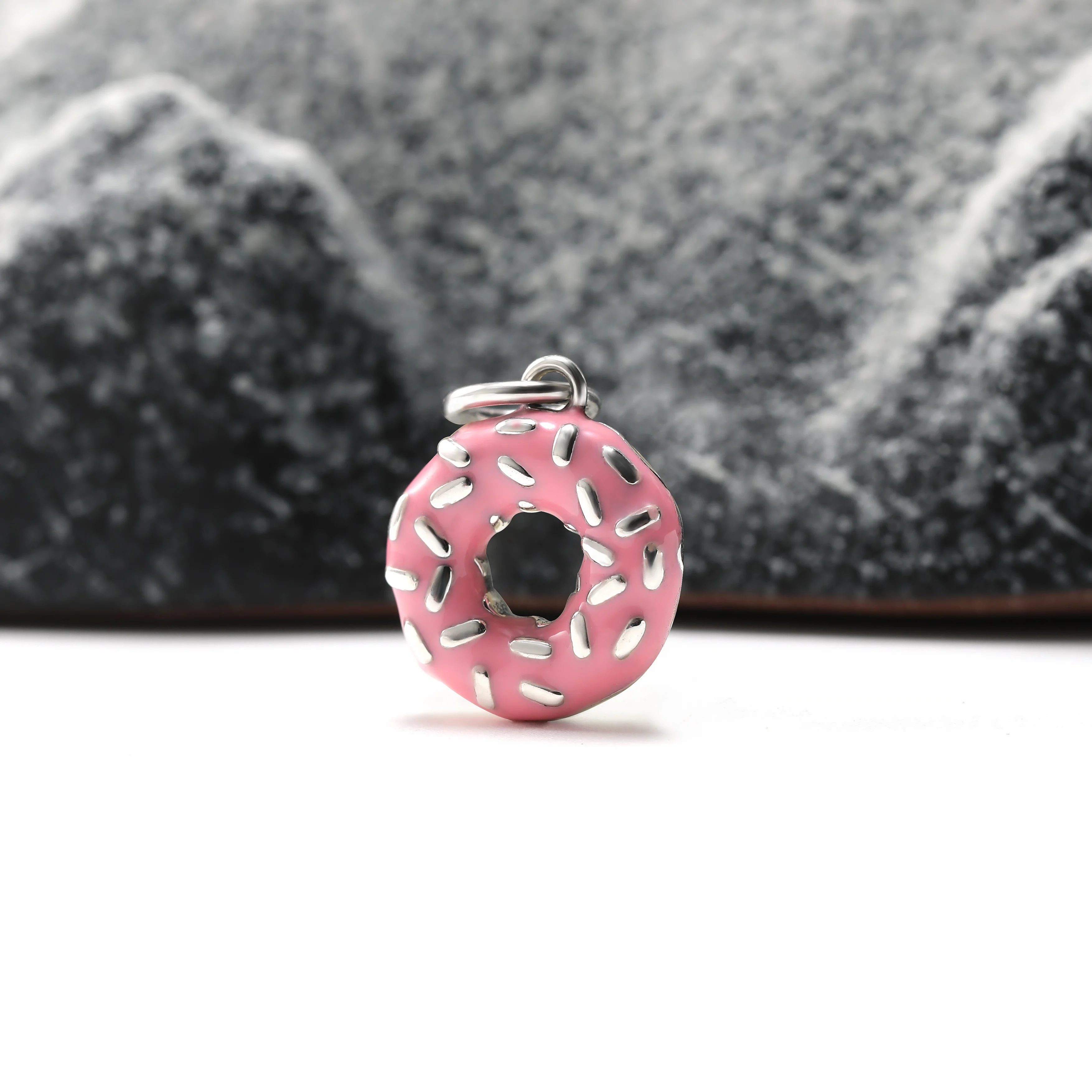 

DJ389 genuine 925 sterling silver enamel frosted donut amulet fashion classic pendant DIY jewelry silver jewelry