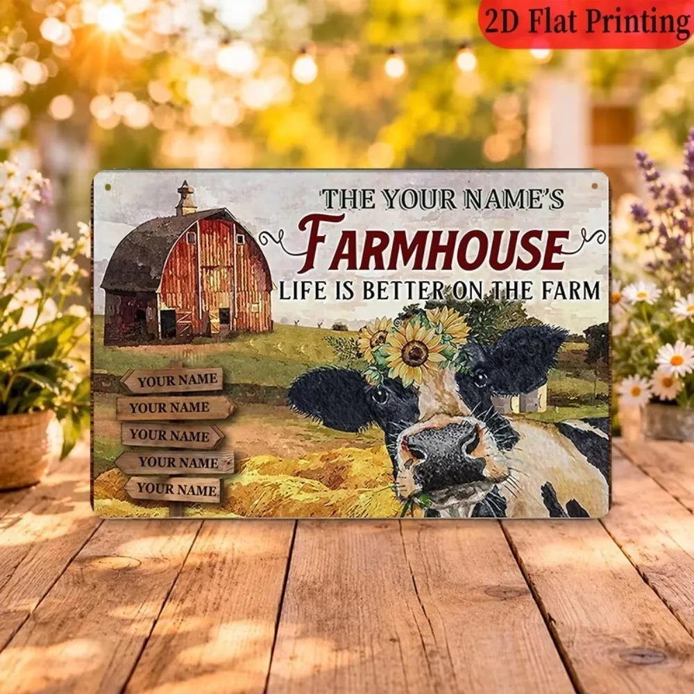 CIFbuy 2D Flat Custom Name Farmhouse Metal Sign, Farm Wall Decor, Only For Decoration