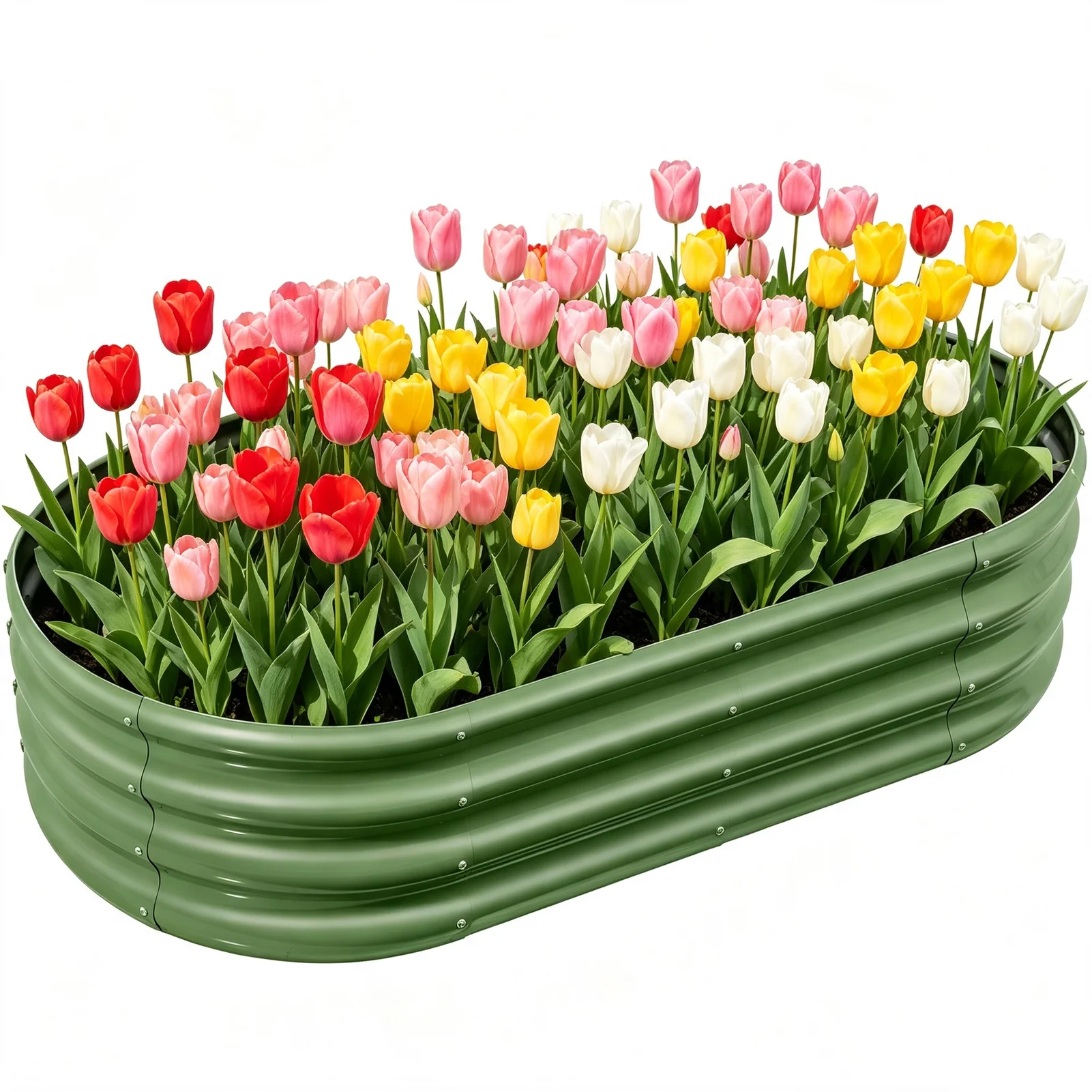 Galvanized Raised Garden Bed Outdoor, Large Raised Bed for Gardening 4×2×1ft Metal Planter Box for Vegetables, Fruits, Flowers, Easy Assembly with Wing Nuts & Safe Rolled Design, Light Green