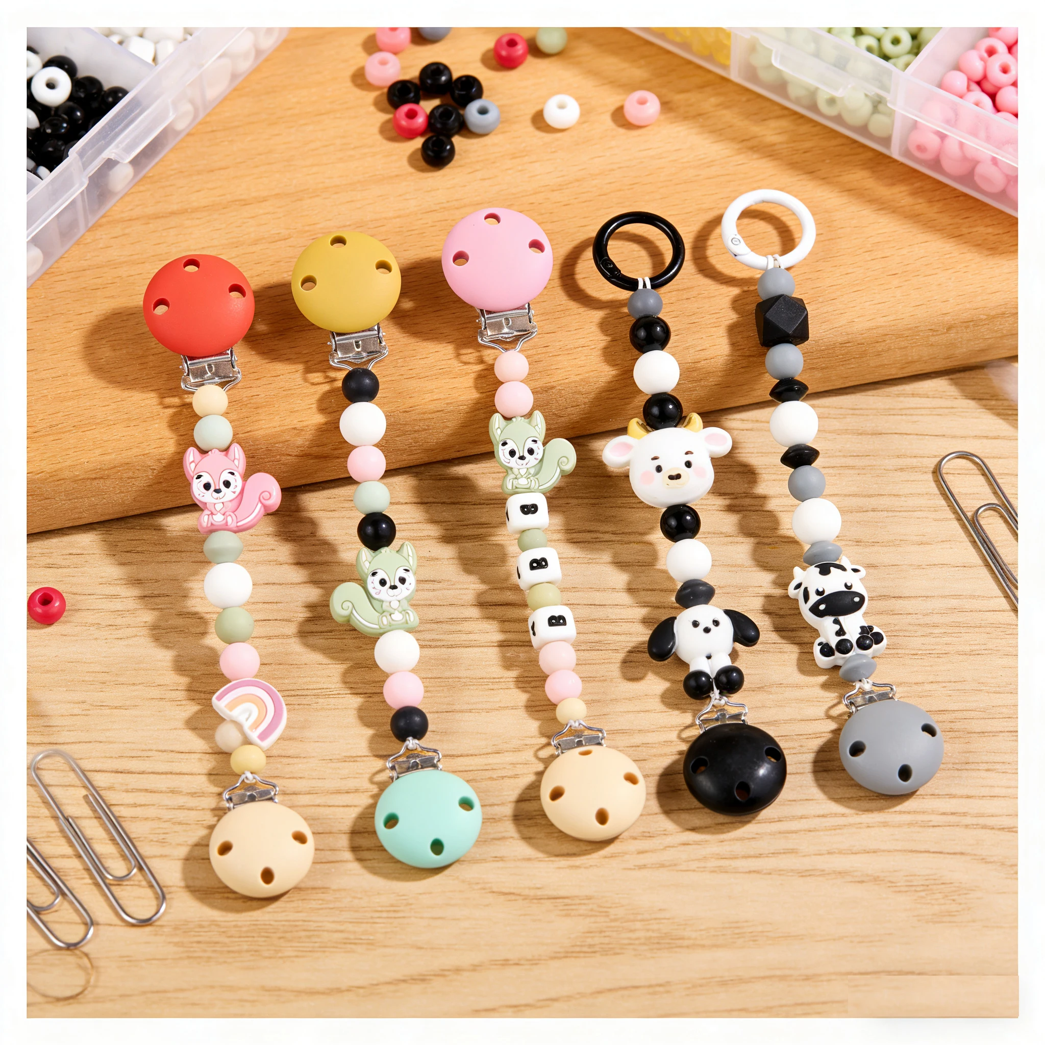 

5pcs 30mm Baby Silicone Clips Round Shape Pacifer Clips DIY Pacifer Chain For Jewelry Making Bulk Crafts Wholesale