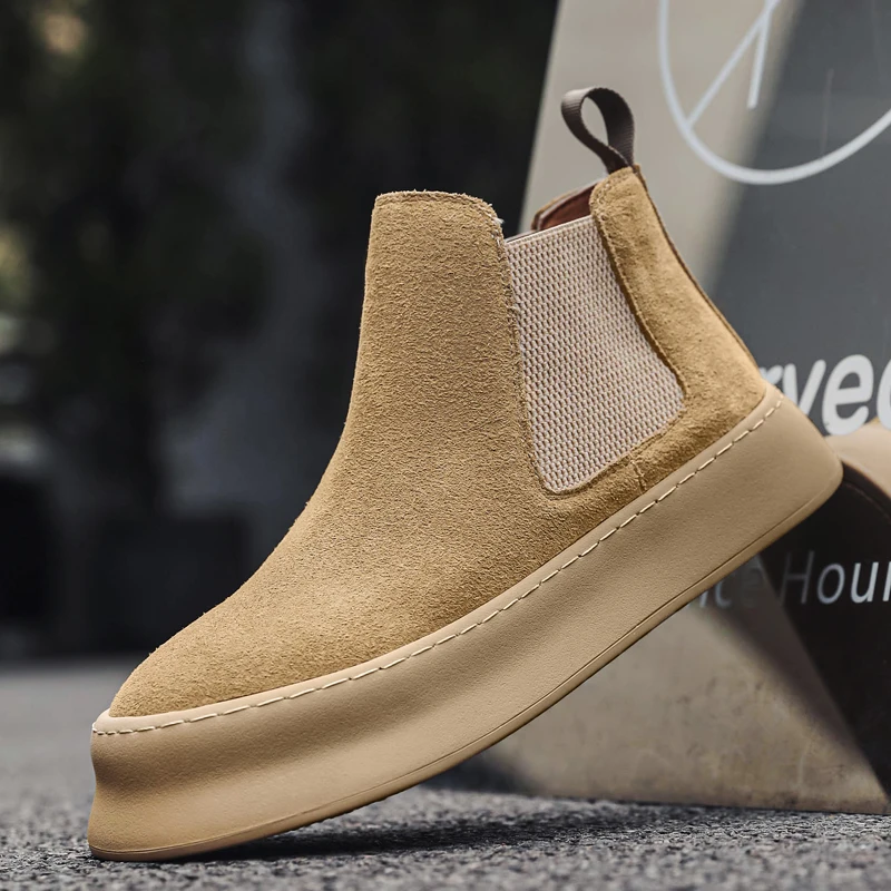 

Brand Men's Comfortable High Top Boots British Style Autumn and Winter New Collection Men Anti Slip Wear-resistant Chelsea Boots