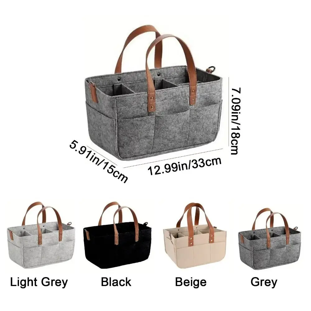 Nursery Organizer Large Capacity Felt Diaper Storage Bag Foldable Portable Infant Diaper Bag with Handle Mummy Bag Office