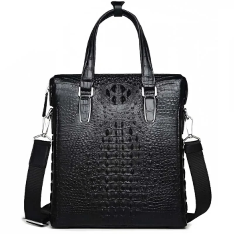 

VVBrown crocodile men bag business men bag Vertical section large capacity Single shoulder bag leisure men handbag