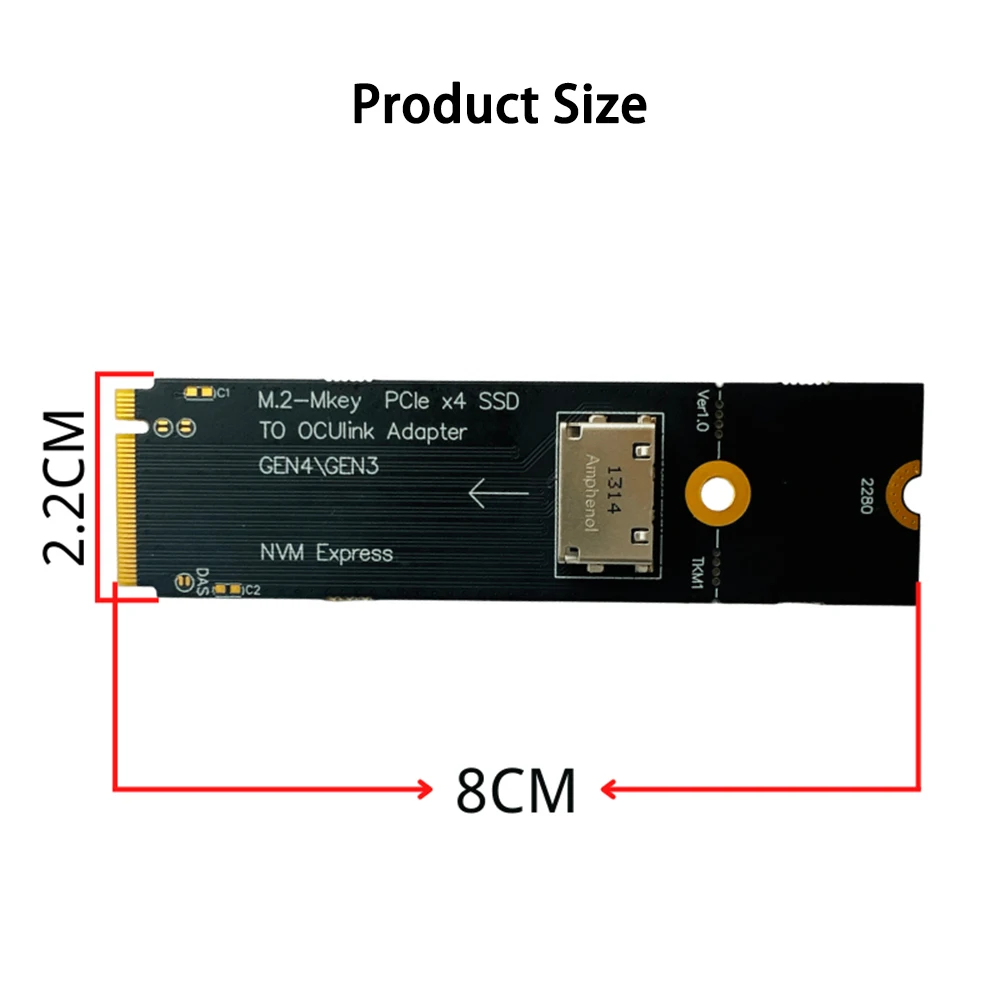 M.2-M key m2 PCIe x4 SSD to U.2 OCUlink SFF-8612 Adapter Card Gen4/Gen3 for 2.5 inch NVME U.2(SFF 8639)SSD PCI-E NGFF Riser Card