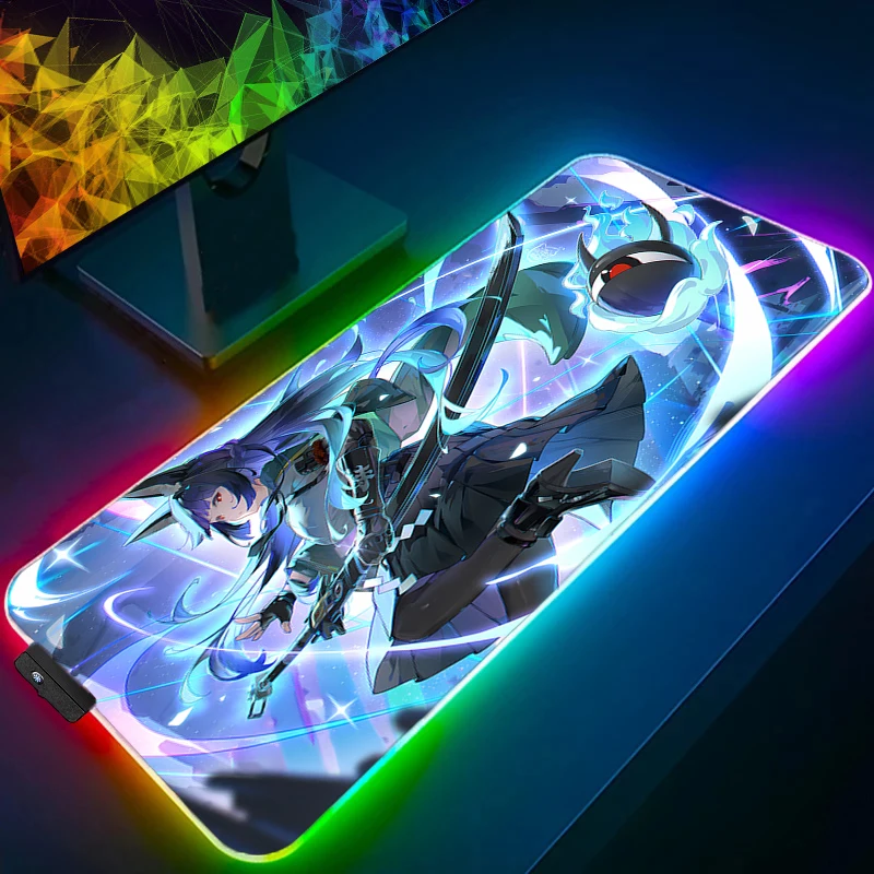 

RGB Mouse Pad Gamer Keyboard Pad Zenless Zone Zero Hoshimi Miyabi Desk Mouse Mat Rubber Tapis Souris Gaming LED Notbook Mousepad