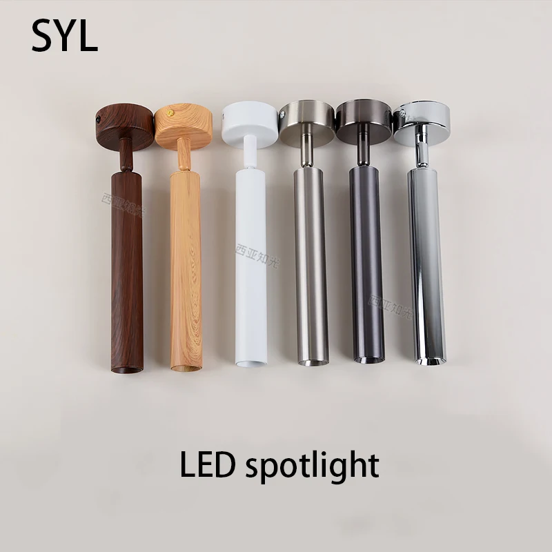 

Светодиодные прожекторы в стиле Баухаус, накладной точечный светильник серебряного цвета, средневековый потолочный светильник для гостиной, длинная трубка, внутреннее освещение