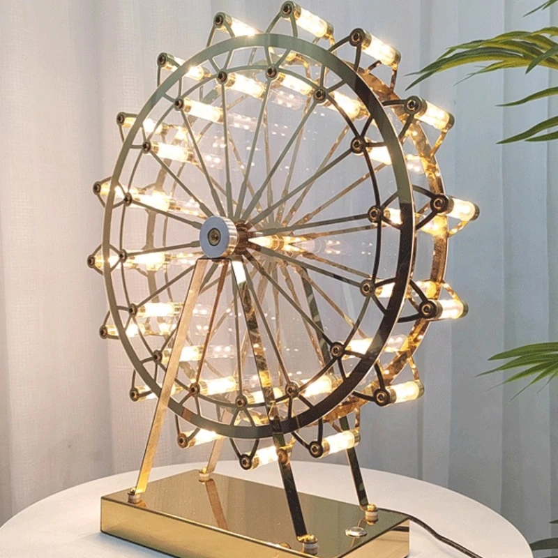 Designer Ferris Wheel Rotating Floor Lamps Gift Creative Children Bedroom Bedsides Ornament Atmosphere Table Lights Luminaires