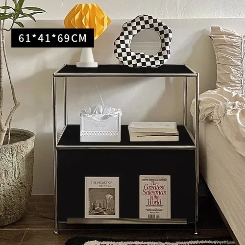 Household Bedside Table Stainless Steel Magazine Rack Living Room Chest of Drawers Bedroom Small Sofa Side Cabinet