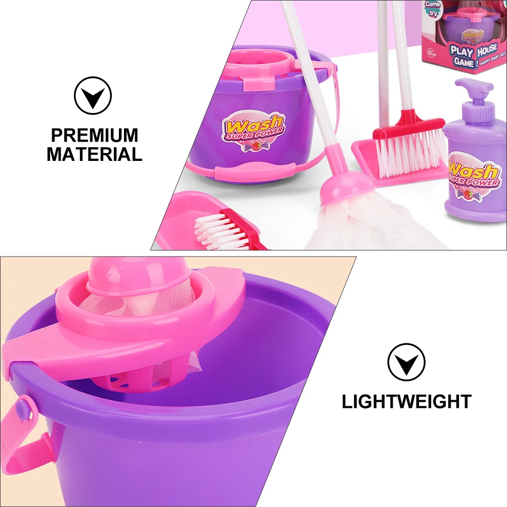 7 pcs 1 Set Kit Kids Pretend Play Role Play Cleaning Tools Children Cleaning Playset Broom Dustpan Sweeping