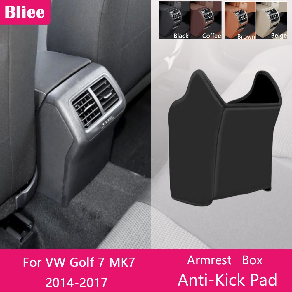 

For Volkswagen VW Golf 7MK7 2014-2017 Rear Armrest Box Anti Kick Pad Microfiber Leather Protection Cover Mat Car Accessories