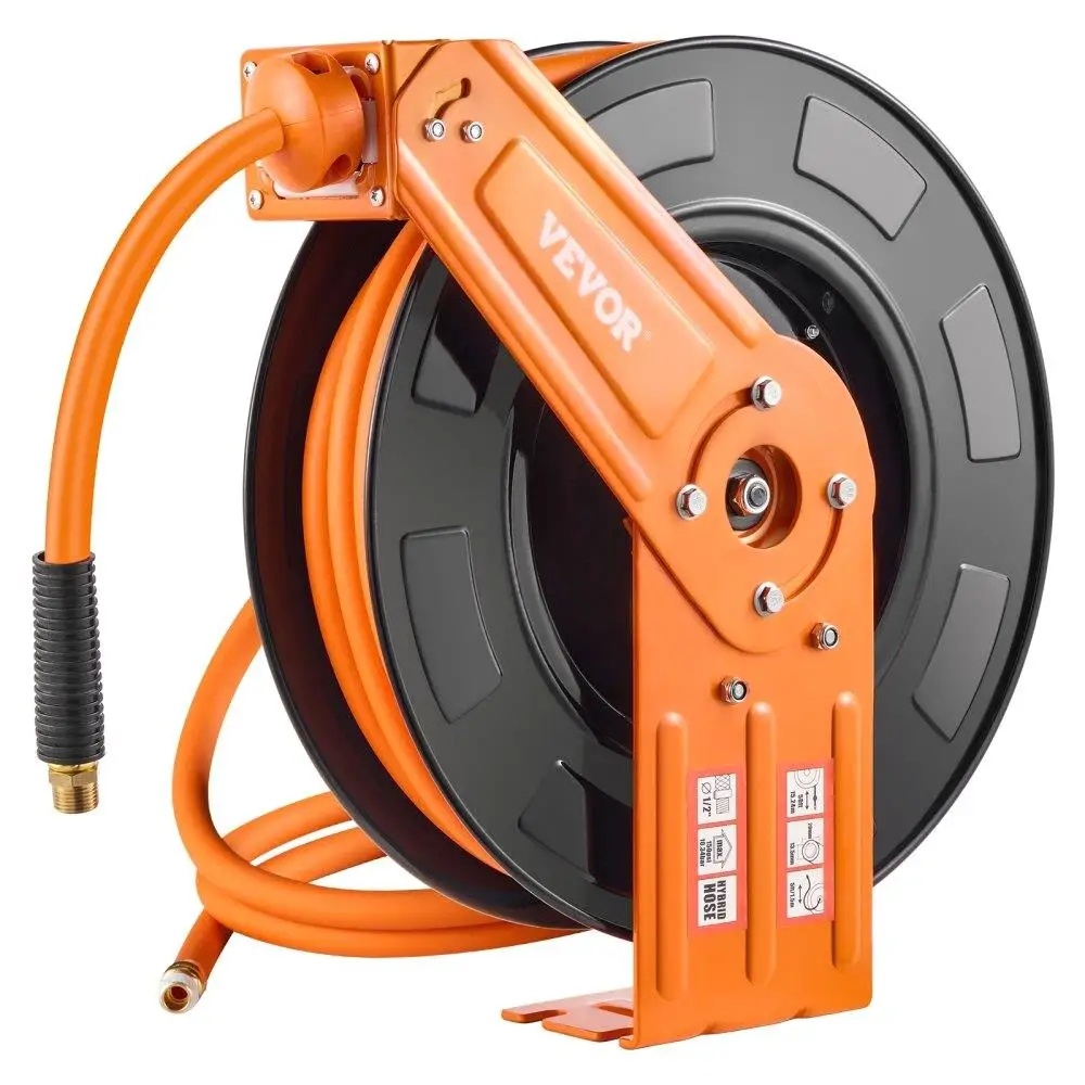 

Retractable Air Hose Reel 1/2 Inch 50FT Hybrid Hose Reel Max 300 PSI