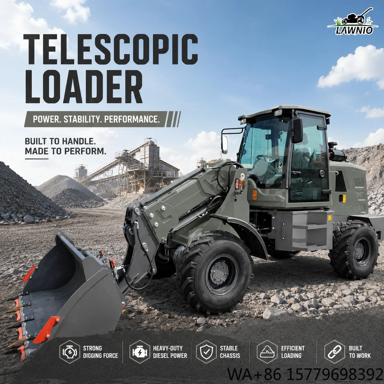 Logo Customization Telescopic Loader  Telescopic Boom and High-Low Speed Travel for Construction  Loader
