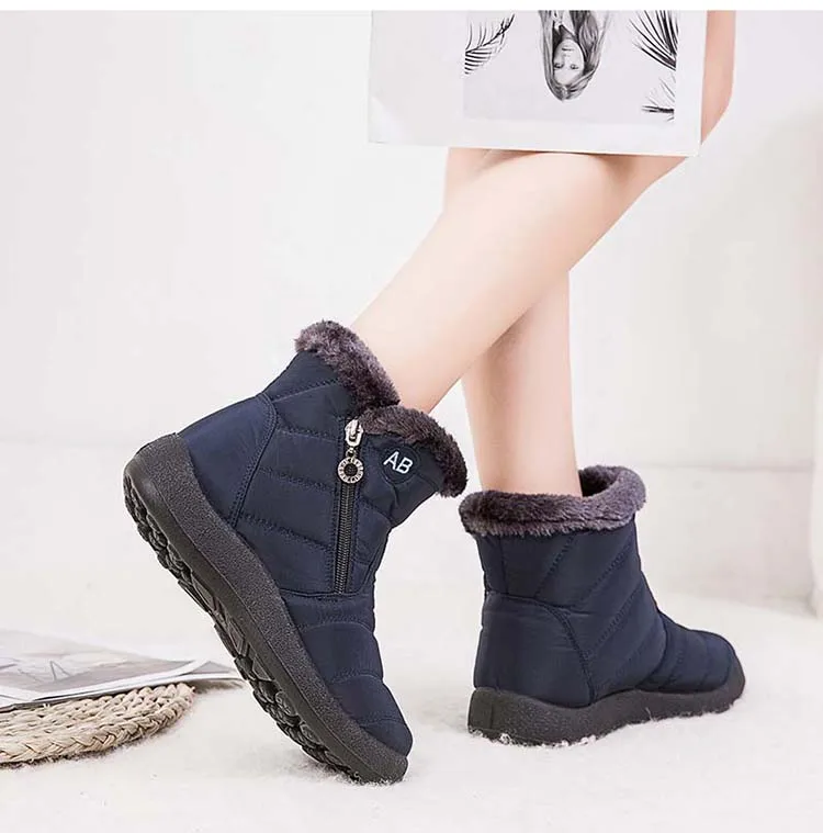 

Women's Boots Waterproof Women Zipper Shoes Woman Soft Fur Women's Winter Botas Mujer Snow Women Comfortable
