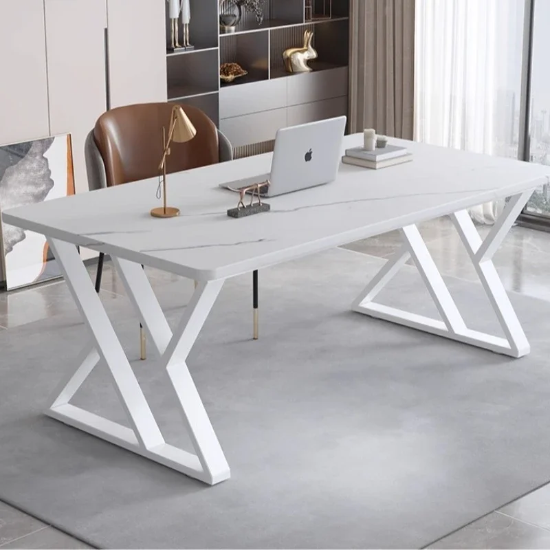 # L ModernRock Board Computer Desk MidCentury Luxury Mesa Para Computador Furniture Design Elegant Interior Gaming Desk