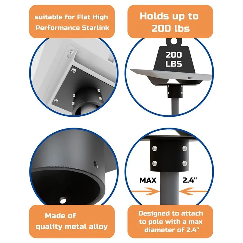 محول أنبوب مسطح عالي الأداء من Apr.Star Link، معدني أسود لمجموعة Internet Star Link #2