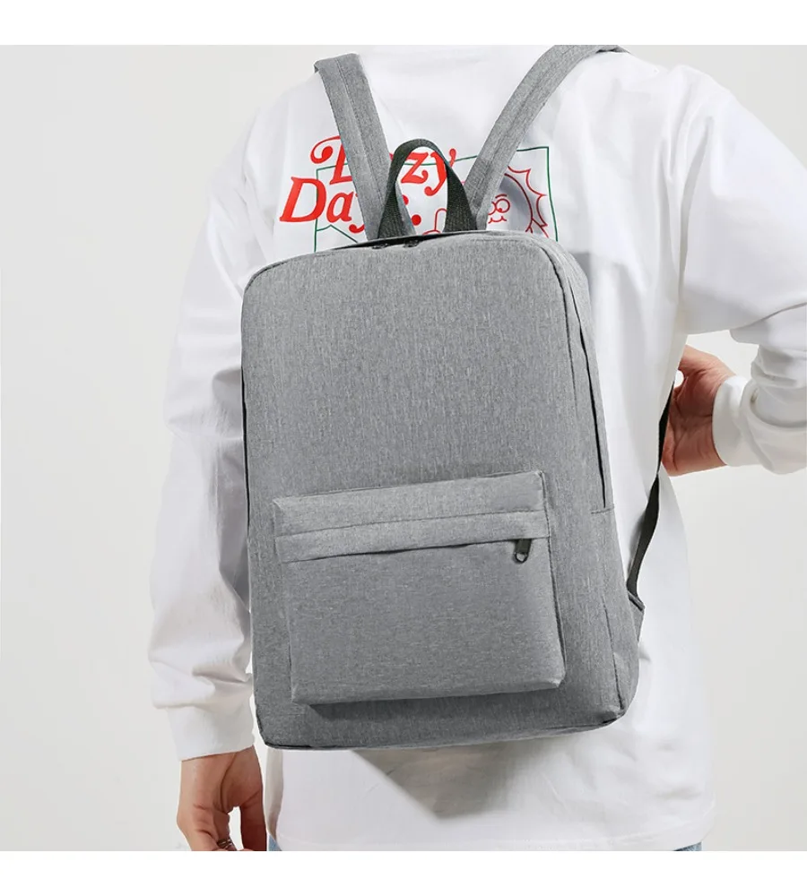 Gray Minimalist Laptop Backpack 15.6 Inch Notebook Bag Oxford Cloth Water Resistant School Student Rucksack