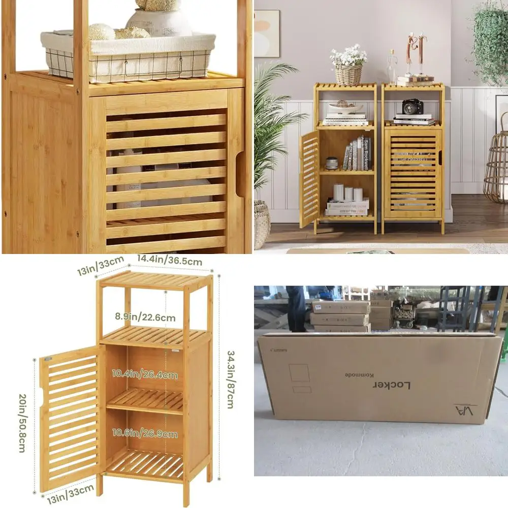 خزانة تخزين أنيقة من الخيزران للحمام والمطبخ ومساحات المعيشة #1