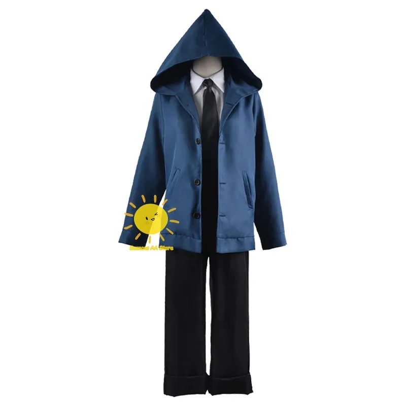 hhh 2025 أنيمي بالمنشار رجل تأثيري ازياء قوة الأحمر الأزرق بدلة معطف أغطية الرأس شعر مستعار هالوين كرنفال حفلة كوس ووم